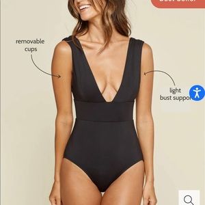 Andie Swim one piece The Mykonos – flat, in black, large long torso